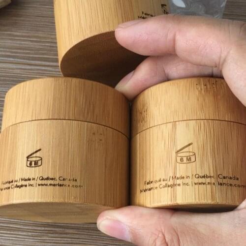Natural eco friendly bamboo cosmetic packaging 30g 50g bamboo container body butter bamboo jar glass inner for skin care cream
