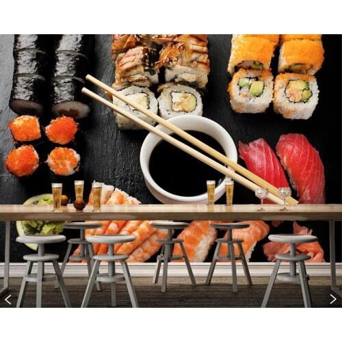 Papel de parede Seafoods Sushi Chopsticks Food wallpaper mural for living room TV wall kitchen restaurant wall papers home decor