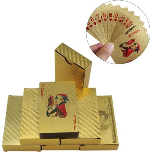 24K Gold Playing Cards Plastic Poker Game Deck Foil Pokers pack Magic Cards Waterproof Card Gift Collection Gambling Board Game