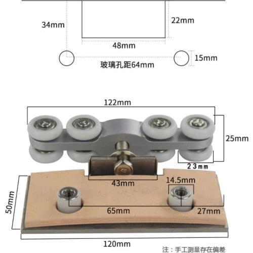 FUMAO 304 Stainless Steel Glass Hanging Wheels 110KG Glass Sliding Door Rollers Bedroom Meeting Room Wardrobe Door Roller Wheels