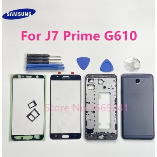 Full Housing Front Screen Glass Lens Middle Frame Complete Back Cover Parts For Samsung Galaxy J7 Prime On7 2016 G610 G610F