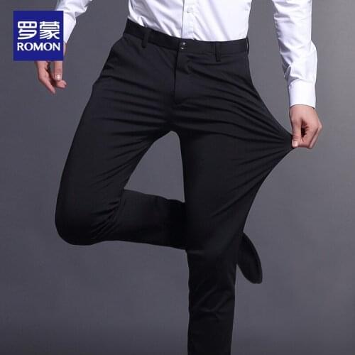 Casual Pants Mens Fall Slim Fit Stretch Long Skinny Pants Korean Business Mens Straight Cargo Suit Pants Fashion