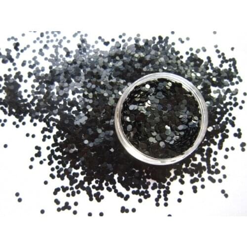 2mm Solvent Resistant Black Round-Shape Acrylic Nail Designs Mini Dot Glitter Paillette Slice 3D Nail Art Decor