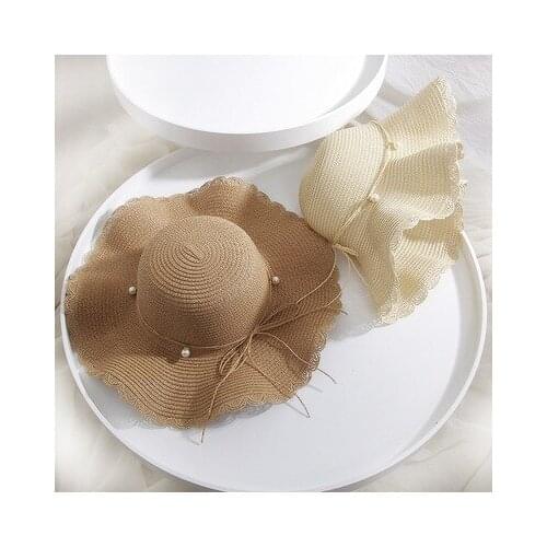 Women Summer Sun Hats Beach Cap Children Straw Bucket Hat Girls Headwear Adult Accessories Pearl Elegant соломенная шляпа