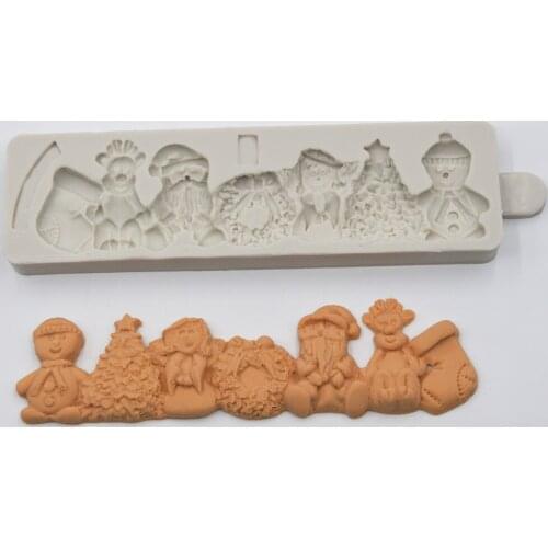 1PCS Snowman Silicone Fondant Cake Decoration Mold Satan Claus Christmas Tree Shape Chocolate Silicone Molds