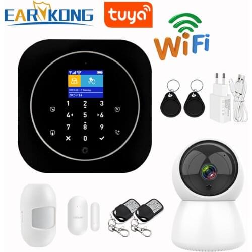 Wifi GSM Alarm System RFID Burglar Security LCD Touch Keyboard 433MHz Wireless Sensor Alarm 11 language Tuyasmart Smart Life APP