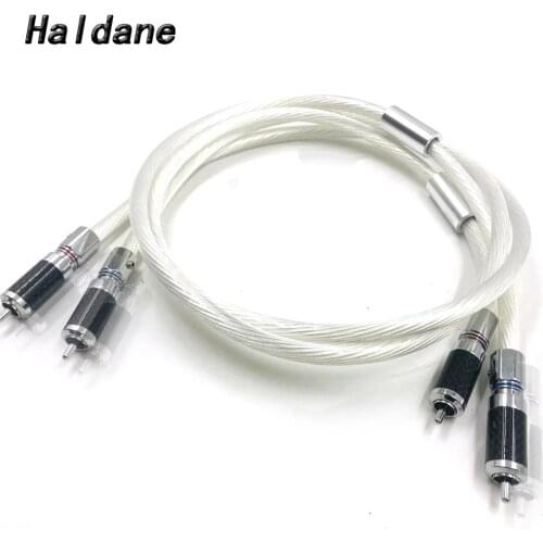 Haldane Pair HIFI Rhodium plated RCA Interconnect Cable Hi-end Pure Silver 7NOCC Cable 2 RCA Male Cable Cord