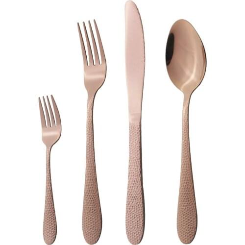 Dinnerware Kitchen Tableware Cutlery Golden Cutlery Stainless Steel Set Silverware Cutlery Complete Dessert Fork Spoon Knife Set