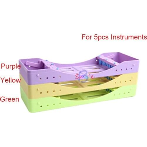 Dental Burs Plastic Sterilization Rack For 5pcs Instruments Sterilization Box Cassettes File Tray Dentist Instrument Tools
