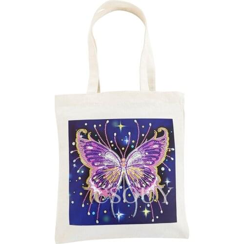 New 5D DIY Diamond Painting Reusable Gift Shopping Bag with Handles Grocery Fabric Tote Bag Foldable Strong Eco Friendly Bag Kit