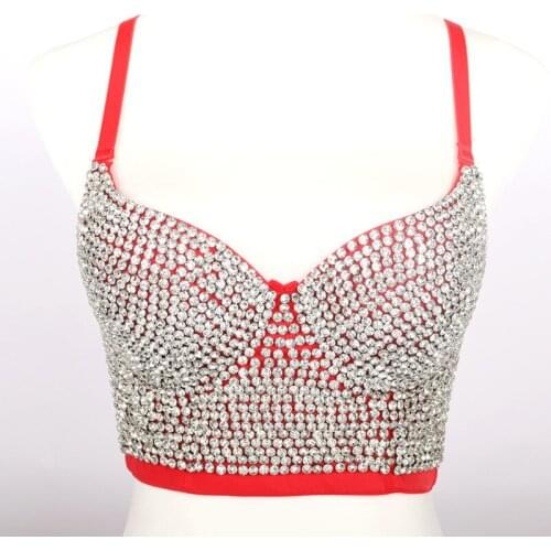 Rhinestone Crop Top Women Summer Tops For Women Bra Vest Tank Top Cropped Tops Sexy Bustier Corset Party Woman Crop top Padded