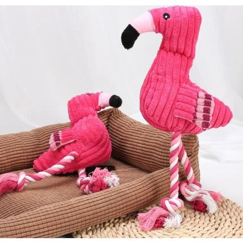 Corduroy Cute Plush Flamingo Pet Toy for Small Large Dogs Cleaning Teeth Squeaky Interactive Puppy Toys Accessories