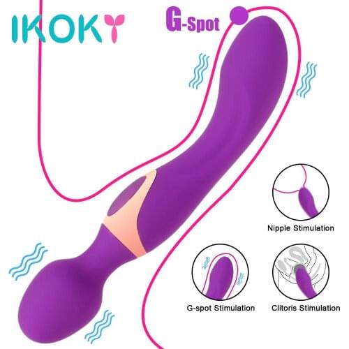 IKOKY Double Head Vibrator G-spot Nipple Vaginal Massage Sex Toys For Women Female Masturbation Clitoris Stimulation AV Vibrator