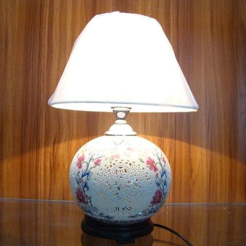 Vintage chinese porcelain ceramic table lamp bedroom living room wedding table lamp Jingdezhen porcelain table lamp
