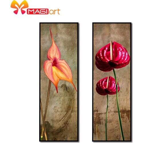 Cross stitch kits Embroidery needlework sets 11CT water soluble canvas patterns 14CT Flower painting Vertical flower-NCMF086