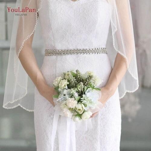 YouLaPan S465 Rhinestone Belts for Women Wedding Dress Belt Plus Size Simple Bridesmaid Belt Silver Sash for Bridesmaid Dress