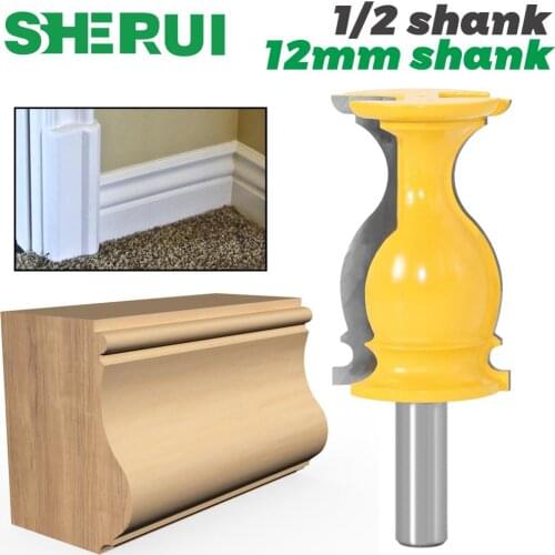 1PC 1/2" Shank 12mm shank Architectural Cemented Carbide Molding Router Bit Trimming Wood Milling Cutter for Woodwork Cutt
