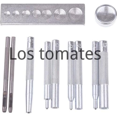11PCS/set Metal Leather Craft Tool Die Hole Punch Snap Fastener Installation Kit Rivet Setter Base Set For DIY Leathercraft
