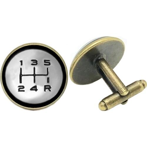 2020 Gothic Manual Car Gear Model Photo Cufflinks Glass Convex Dome Mens Gift Mens Cufflinks Jewelry