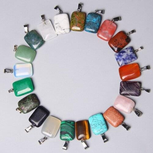 5pcs Natural stone square pendants for women handmade making DIY necklace bracelets Tiger eye stones Agates geometry pendant