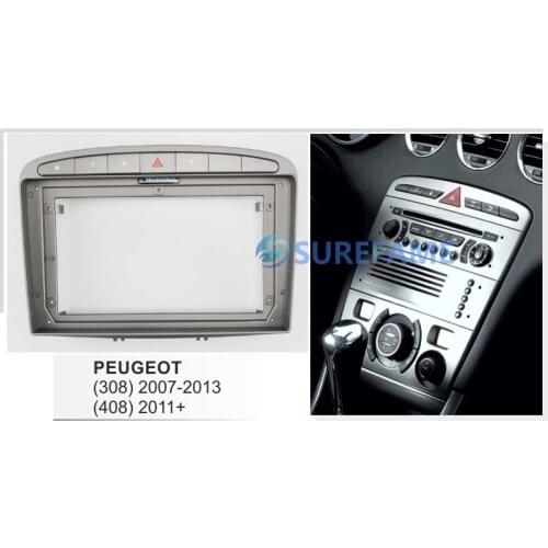9 inch Car Fascia Radio Panel for 2007-2013 PEUGEOT 308 ; 2011+ 408 Dash Kit Install Facia Console Bezel Adapter Plate Trim