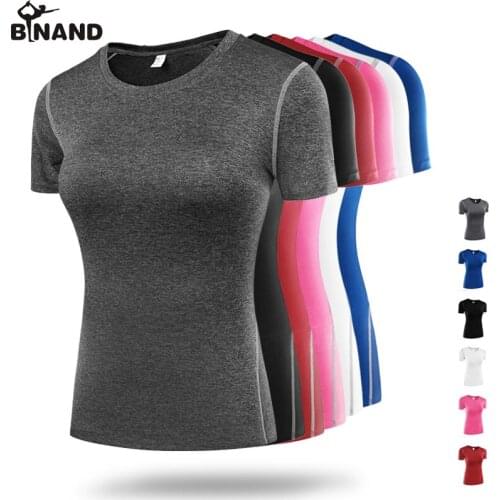 BINAND Profession Base Layer Short Sleeve Sports Shirt Quick Dry High Elastic Fitness Exercises Compression Running Yoga Tops