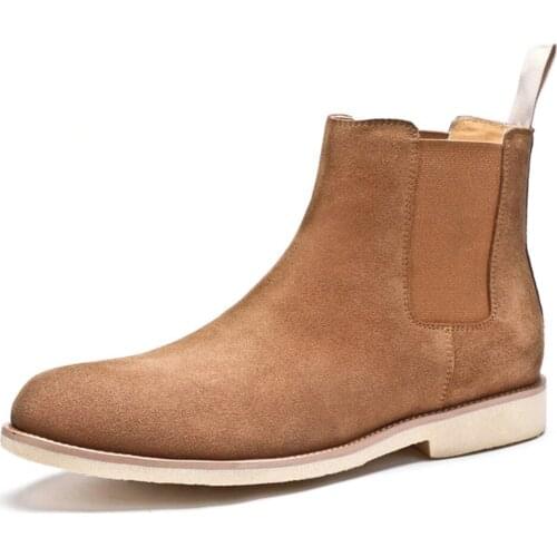 Handmade Luxury Brand Cow Leather Autumn Winter Men Boots Fashion Pointed Toe Wedding Chelsea Boots Vintage Motorcycle Boots