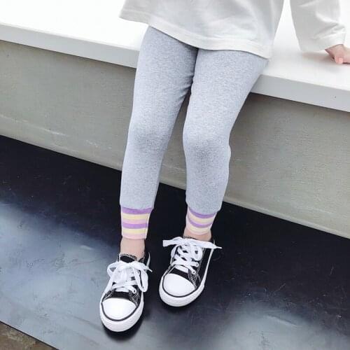 Toddler Girls Pants Rainbow Stirped Kids Trousers For Girls Spring Autumn Childrens Pants Casual Style Girls Clothes