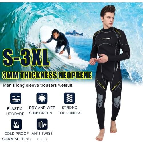 Black Premium Neoprene Wetsuit 3mm Men Scuba Diving Thermal Winter Warm Wetsuits Full Suit Swimming Surfing Kayaking Equipment