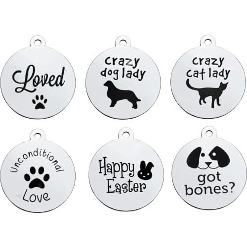 DIY Jewelry Stainless Steel Floating Laser Love Pet Round Charm Pendants for Bracelet Necklace Jewelry Making Wholesales