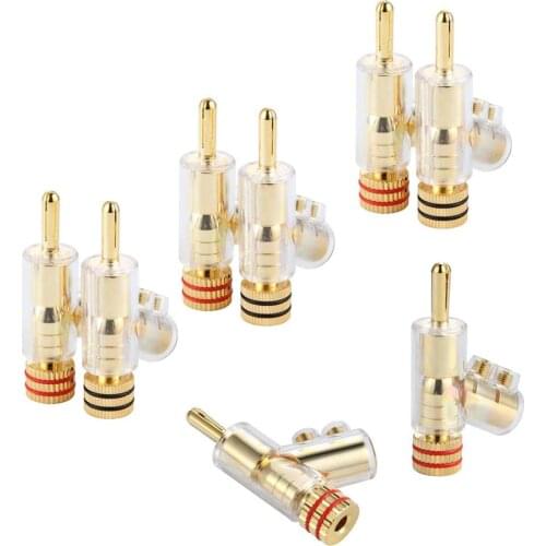 HIFI Gold Plated Lockable SPEAKER CABLE BANANA CONNECTOR BANANA PLUG