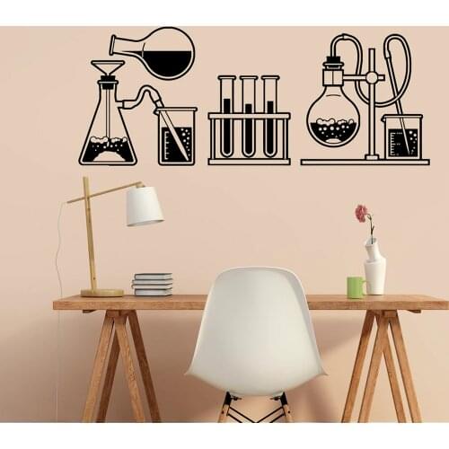 Chemical Wall Decal Glass Flasks Door Window Vinyl Stickers Home Study Laboratory Classroom Interior Decor Art Wallpaper Q881