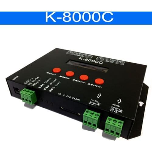 K-8000C Programmable DMX/SPI SD Cardoff-Line DC5-24V For RGB Full Color LED Pixel Controller Light Strip