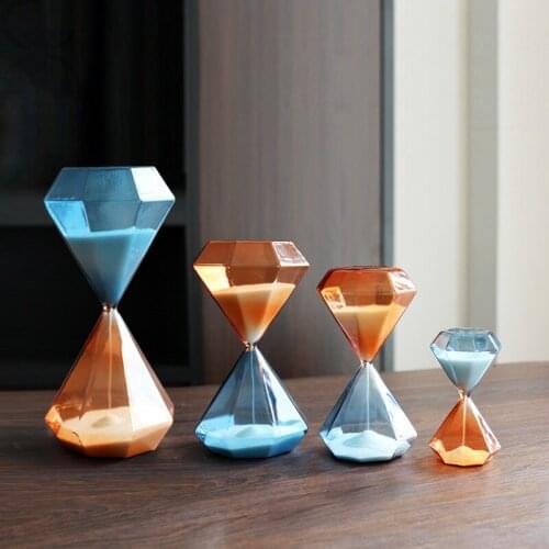 Creative Two-tone Diamond Hourglass SimpleEnvironmental Glass Living Room Bedroom Hourglass Timer Ornaments Home Decoration Gift