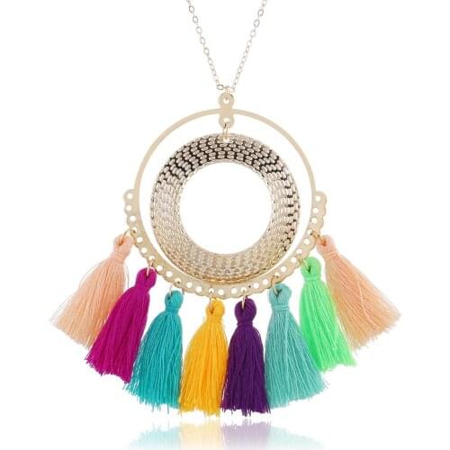 FASHION Bohemian Fringe Tassel Pendant Statement Necklace Strand Semi Circle Thread Fan Charm necklace
