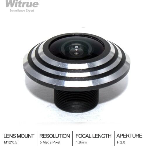 Fisheye Lens 5 Mega Pixel 1.8mm F2.0 1/3" 170 Degree M12 Lens for Security Camera