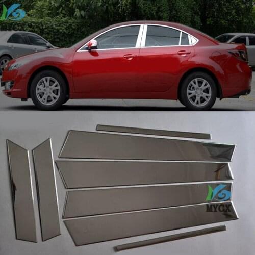 Stainless Steel Window Trims Center Pillars B+C Pillar Covers 8pcs Trim For -Mazda 6 M6 8pcs 2009 2010 2011 2012