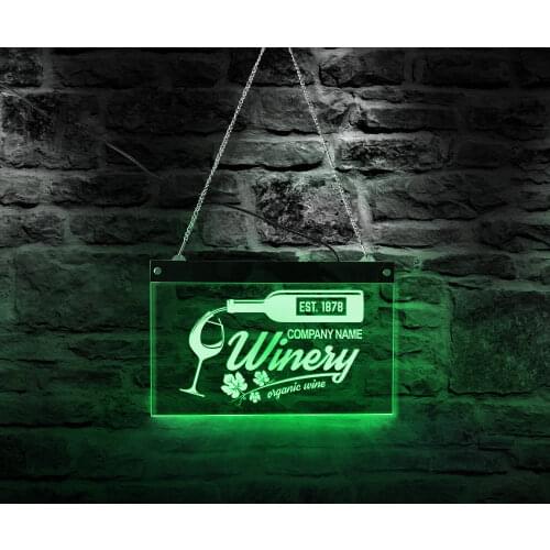 Organic Wine LED Lighting Business Neon Sign Winery Decor Bar Pub Alcohol Acrylic Hanging Sign Board With Custom Company Name