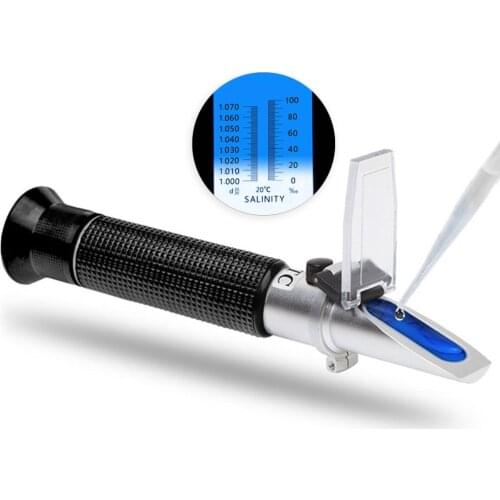 Seawater Salinity Water Salt Hydrometer Tester 0-100‰ HandHeld Adjustable Refractometer for Marine Aquarium