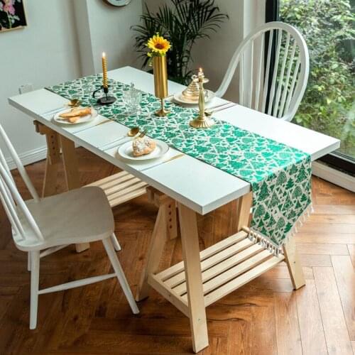 Christmas Tassel Table Runner Fabric Tablecloth TV Cabinet Coffee Table Shoe Cabinet Christmas New Year Table Decoration