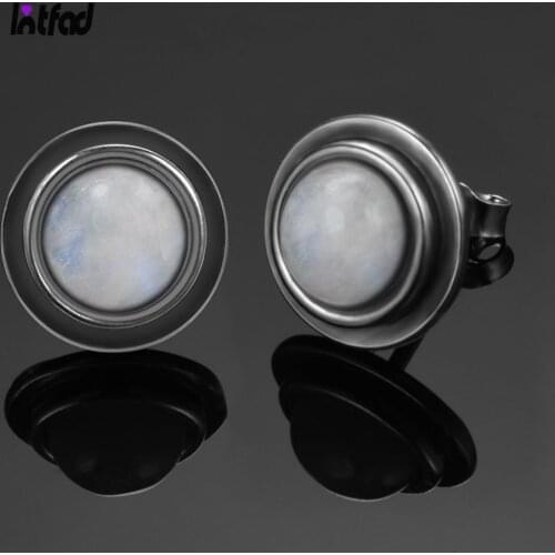 Natural Moonstone Stud Earrings for Women 925 Sterling Silver Jewelry Earrings Wedding Anniversary Gift Cute Simple Jewelry