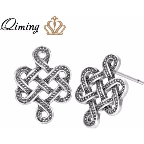 QIMING fashion Infinity Knot Earring Female Celtic Irish Eternity New Men Women Jewelry Pendientes Viking Wholesale Earrings