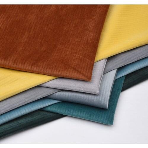 Width 57'' Solid Soft Striped Velvet Fabric By The Yard For Sofa Clothing Curtain Pillow Case Material