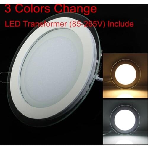 Super Bright 24W 3 Color Change LED Ceiling light Round Glass Cover Lights High Bright Ceiling Recessed Lamp 85-265V + Driver