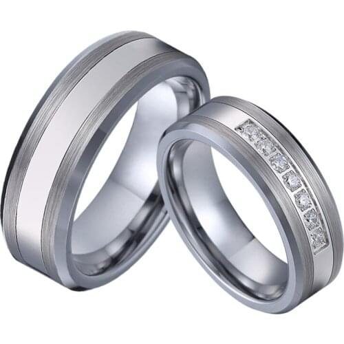 Marriage Alliances Tungsten carbide jewelry matching wedding rings set for couples men and women silver color No fade
