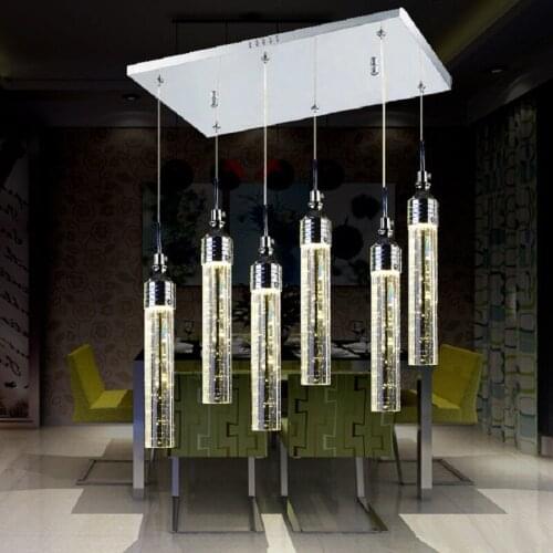 6-Light K9 Crystal Bubble LED Pendant Lamp Modern Lovely Bulb Design Glass Chrome Finish Light Fixture For Dinning Room Foyer