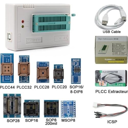Universal Original Minipro TL866 Nand Flash AVR PIC Bios USB With 28pcs Adapter TL866II Plus Programmer V10.7+27 Adapter