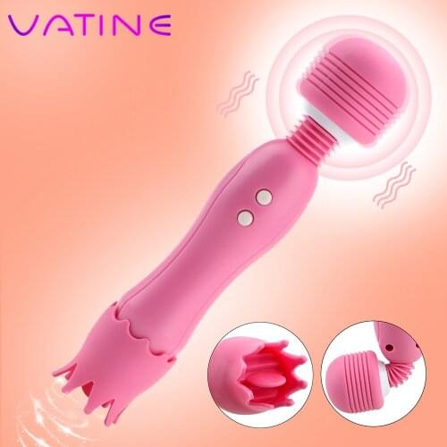 VATINE Sex Toy for Women Clitoris Stimulator Tongue Licking Clit Nipple Vibrator Powerful Magic Wand AV Rod Vibrator Massager