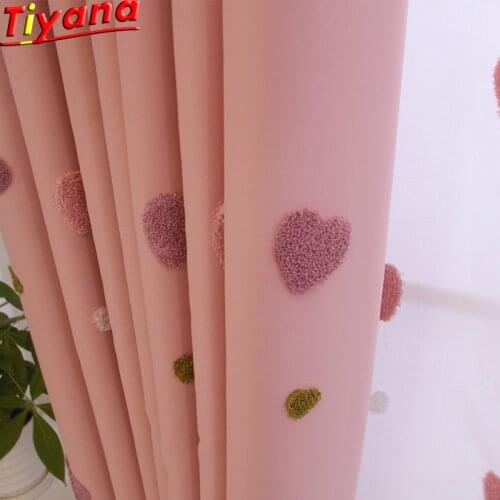 Embroidered Heart-shaped Curtains for Living Room Pink Curtains for Kids Room Love Shaped Curtains for Girls Room X521Gai Le#20