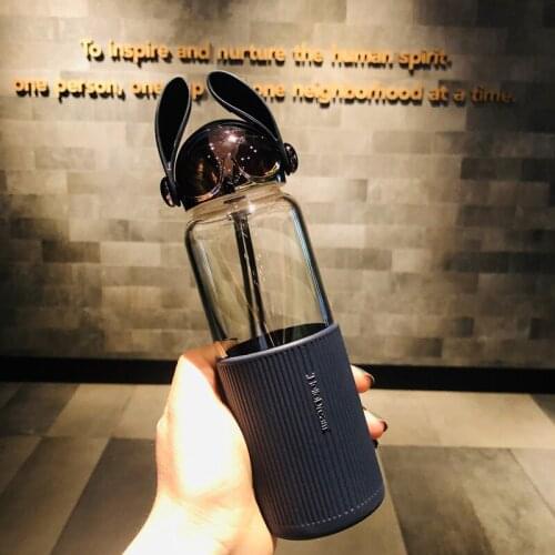 Japanese Large Water Bottle Glass Portable Cover Transparent Creative Simple Bottle Bouteille En Verre Kitchen Dining Bar EA60SH